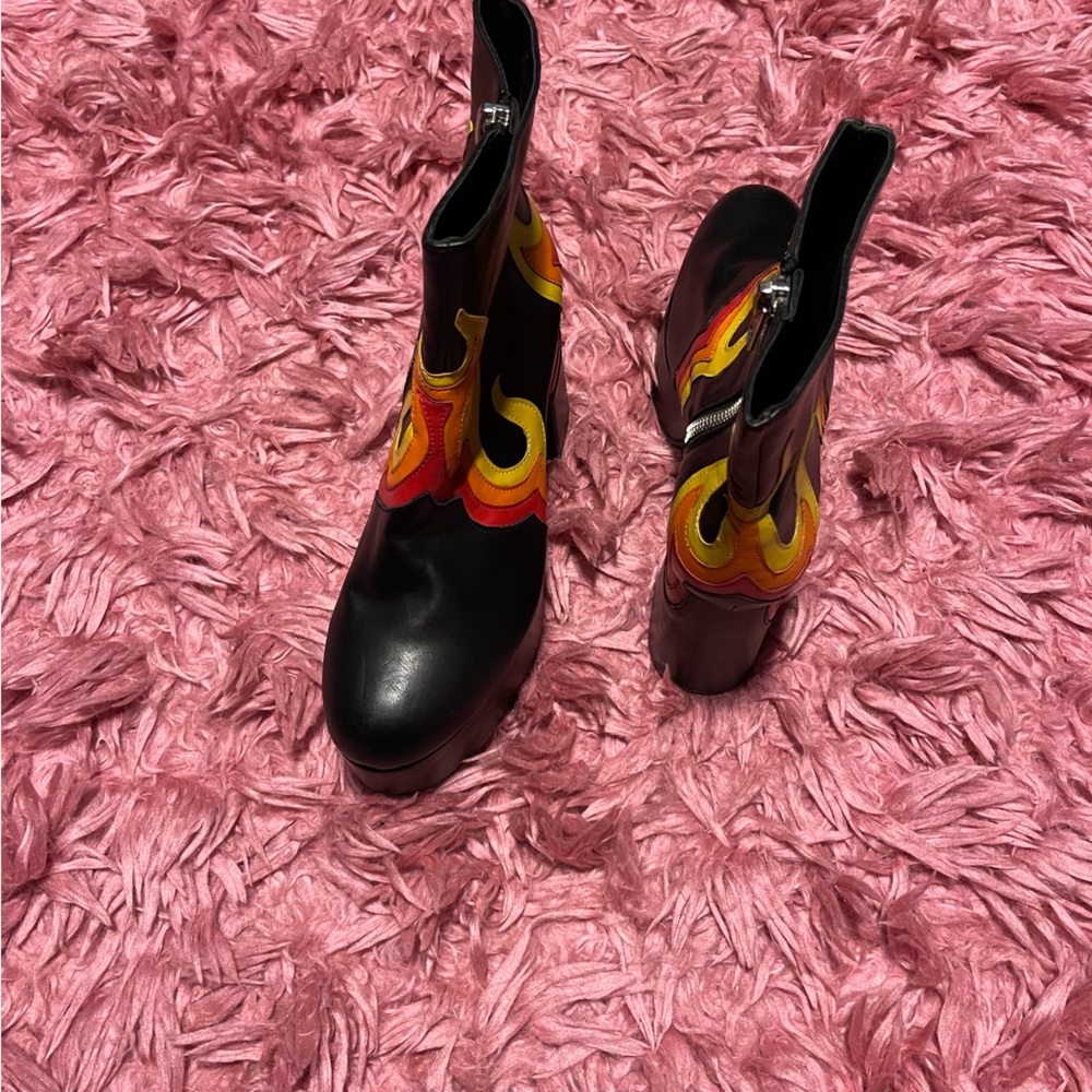 Dolls Kill Current Moon Platform Flame Ankle Boots - image 5